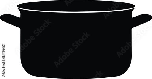 Silhouette cooking pot with handles isolated on white Vector Illustration