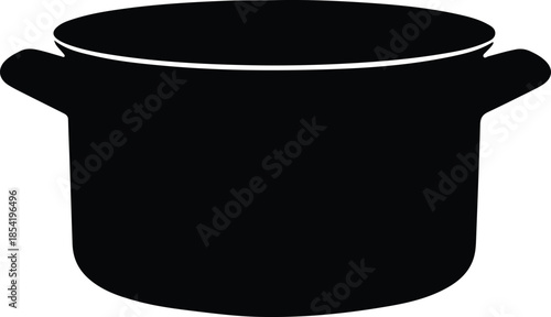 Silhouette cooking pot with handles isolated on white background Vector Illustration