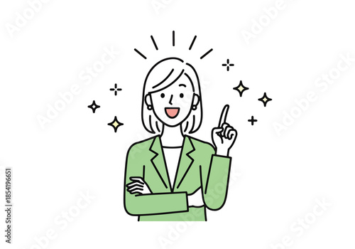 Confident woman with idea\Flat Vector Illustration - Vector stock illustration - Technology stock illustration - Business stock illustration - website stock illustration