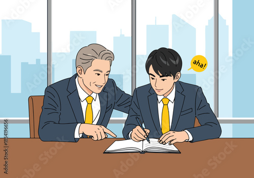 Businessmen discussing contract\Flat Vector Illustration - Vector stock illustration - Technology stock illustration - Business stock illustration - website stock illustration