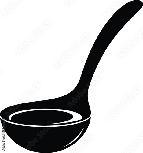 Silhouette kitchen ladle filled with liquid Vector Illustration