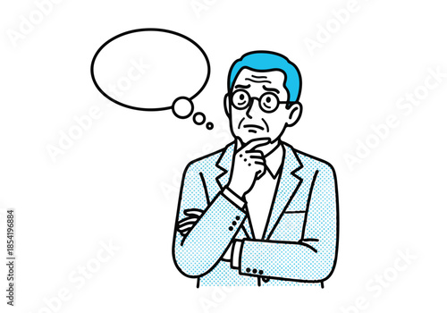 Man in thoughtful pose\Flat Vector Illustration - Vector stock illustration - Technology stock illustration - Business stock illustration - website stock illustration