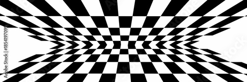 Black and white checkered rectangular frame. Square racing checkerboard pattern. Chessboard geometric pattern. Rally checkerboard pattern. Finish racing frame. Vector illustration on white background