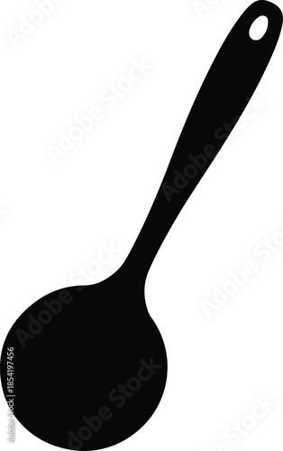 Silhouette of a kitchen serving spoon with a hole at the end Vector Illustration