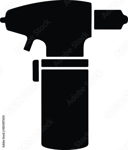 Silhouette of a medical otoscope with light symbol Vector Illustration