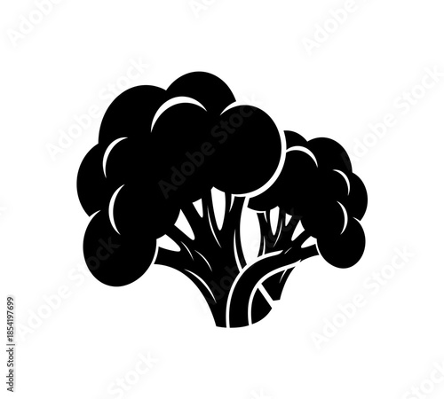 Simple black and white illustration of a broccoli floret a healthy vegetable source