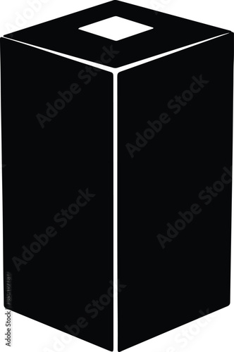 Silhouette of a rectangular box or container with a square opening Vector Illustration