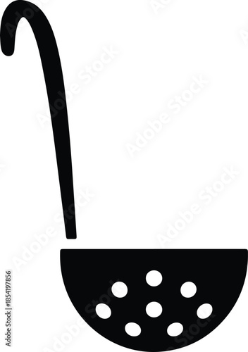 Silhouette of a perforated ladle for cooking and serving soup Vector Illustration