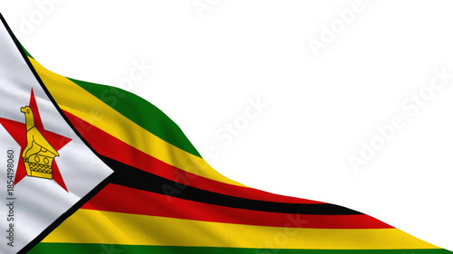 The Zimbabwe flag features bold colors of green, yellow, red, and black arranged in stripes, with a white triangle and a red star symbolizing national identity and sovereignty.