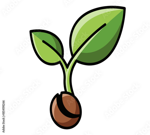 A vibrant green sprout emerging from a brown seed representing new life and growth