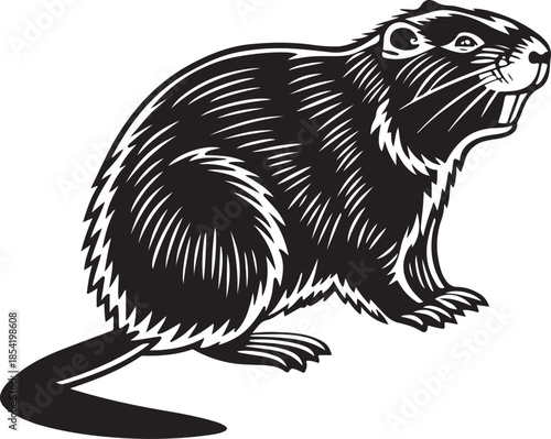 Beaver Animal Vintage Engraving Style