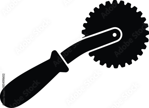 Silhouette pizza cutter kitchen utensil isolated on white background Vector Illustration
