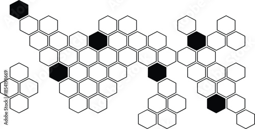 Abstract geometric honeycomb background with black and white hexagonal cell pattern vector illustration