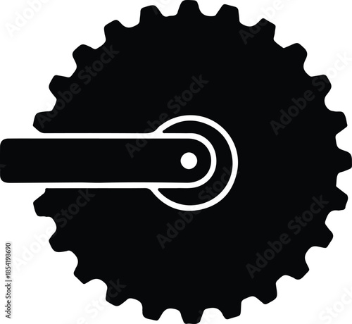 Silhouette pizza cutter tool for slicing dough Vector Illustration