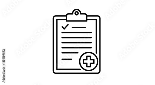 Medical Record Clipboard with Health Checklist and Patient Care Icon