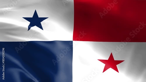Waving flag of Panama national symbol with stars and stripes representing patriotism and independence isolated on white background
