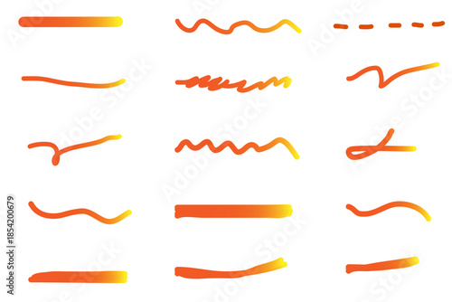 Underline material set decoration straight line curve wavy line decoration boundary decorative border heading divider title simple stylish Colorful line