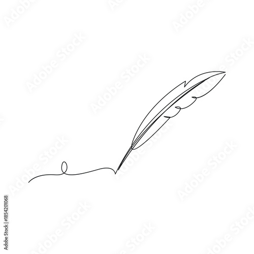 Feather icon in a single continuous line art style for literature