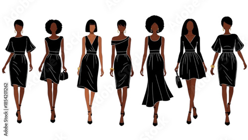 Elegant black dresses a fashion collection of stylish outfits