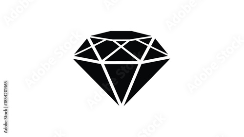 A simple black and white illustration of a faceted diamond shape