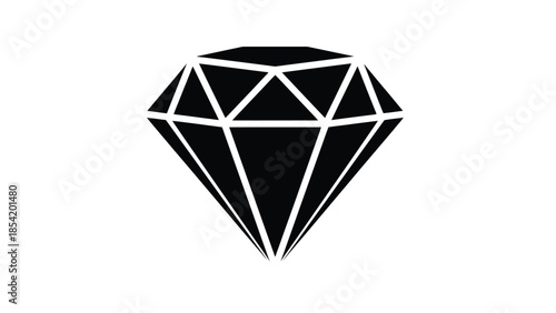 A simple black and white illustration of a faceted diamond shape