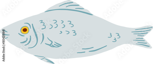 Hand drawn fish vetor illustartion. Seafood icon
