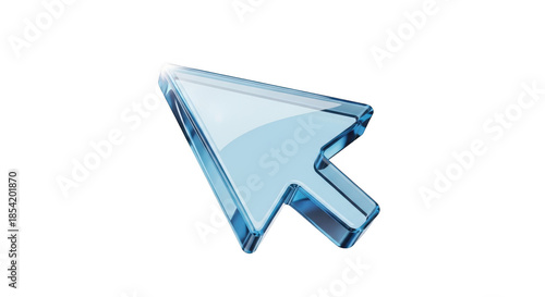 Gleaming translucent cursor pointer icon symbolizing selection and navigation on a dark backdrop