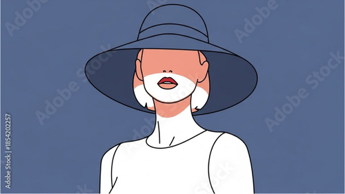 Minimalist Illustration of a Person Wearing a Wide-brimmed Hat