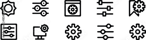 black line control panel icon collection vector design art