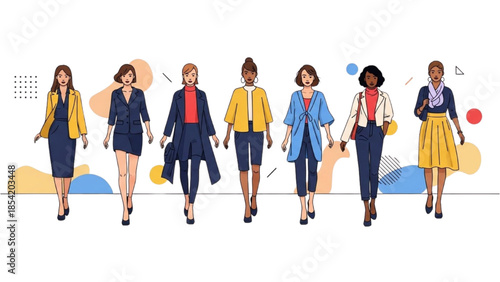 Diverse Group of Professional Women Displaying Modern Fashion and Empowerment