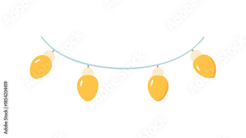 A cheerful and decorative string of glowing yellow light bulbs, perfect for festive occasions, celebrations, or adding a warm ambient glow to any setting