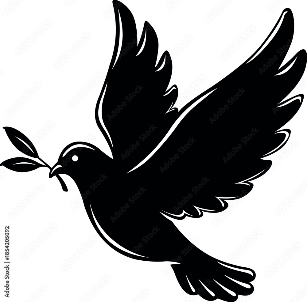 Obraz premium vector illustration black and white symbol peace of dove