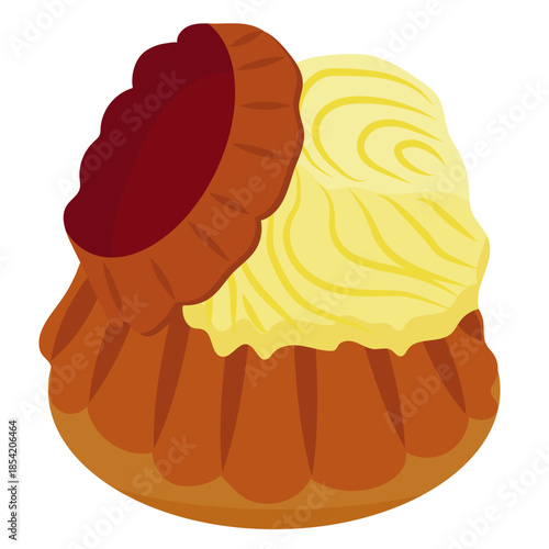 savarin dessert, classic French Savarin cake vector.