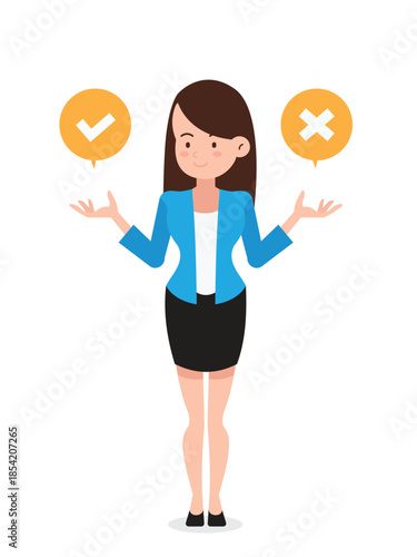 Business woman making decision illustration isolated on white
