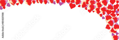 Red heart seamless valentine empty frame on a white background