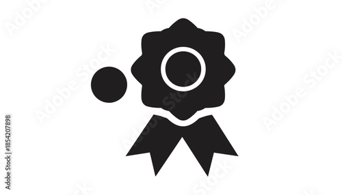 Vector graphic illustration of a quality badge with ribbon.