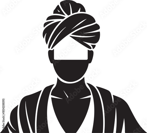 Silhouette of a man in traditional turban. arabian man silhouette, muslim man