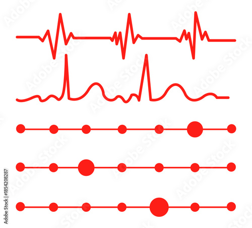 Heart rate pulse graph. Heartbeat icon. ECG, EKG test report. Electrocardiogram line symbol. Heart rhythm sign. 