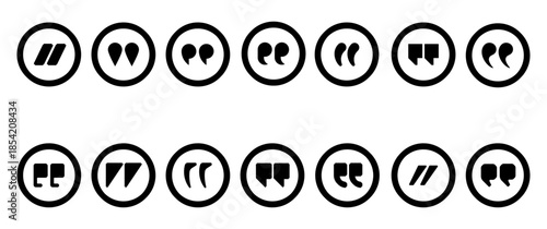 Quote mark. Quotation icon set. Speech marks symbol. Quotation mark icon, Inverted commas sign.