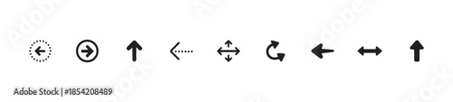 Set of different arrow icons illustrating navigation movement and various pointing directions