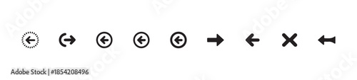 Assortment of left pointing arrows including solid dotted curved and circular feedback icons