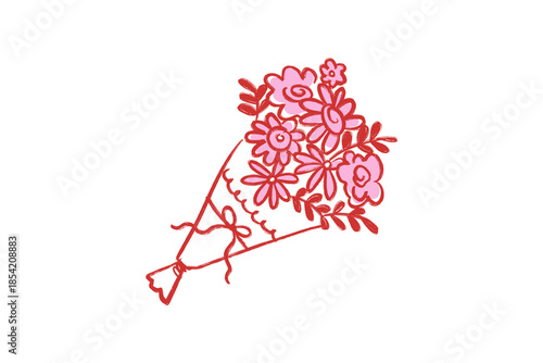 Bunch of flowers bouquet floral doodle illustration Design