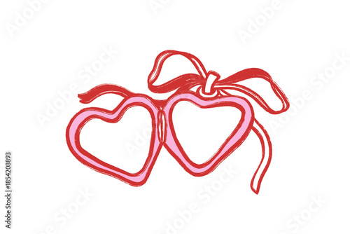 Heart shaped sunglasses retro eyewear doodle Valentine illustration Design