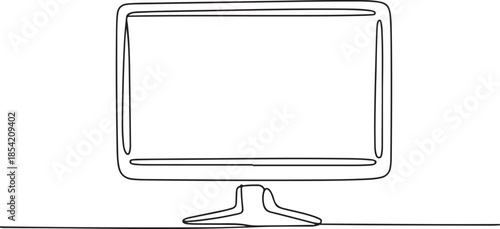 Continuous line drawing of computer monitor screen display device electronics