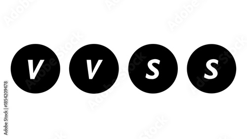 Modern vector graphic with stylized letters V and S in distinct black circular frames, perfect for 'versus' concepts, comparisons, or initials in contemporary design projects