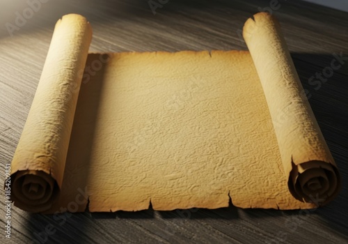 Ancient rolled parchment scroll aged paper document history vintage texture