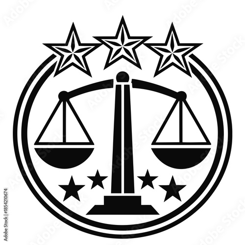 Justice Balance Emblem: Law, Fairness & Legal Authority Icon