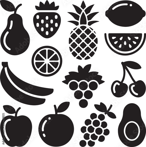 Wallpaper Mural  Black Fruit Icon Set Minimal Vector Design Torontodigital.ca
