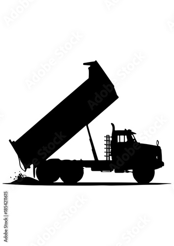 Silhouette of a Dump Truck Unloading