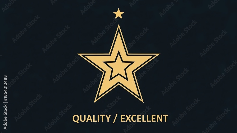 Obraz premium Golden Stars Award Emblem for Excellence and Quality, Achievement Symbol
